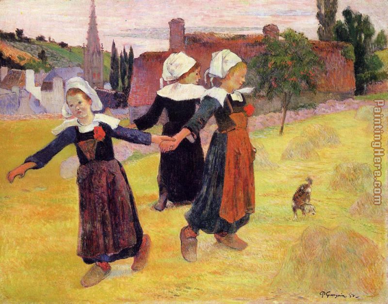 Breton Girls Dancing painting - Paul Gauguin Breton Girls Dancing art painting
